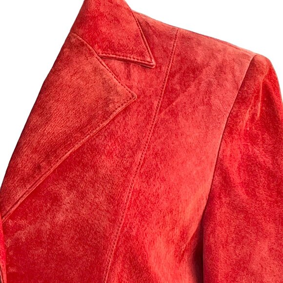 Liz Claiborne Womens Red Suede Leather Blazer Classic Tailored Jacket Size M - Picture 6 of 12